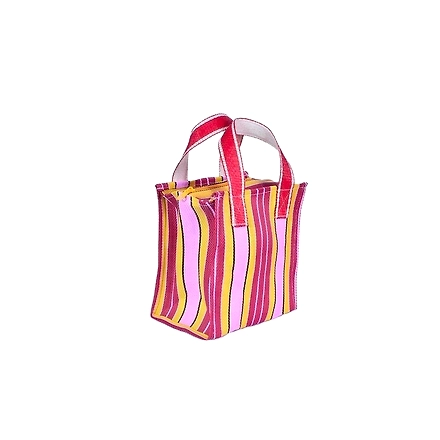 Ladies Recycled Pink Red Striped Monofilament Nylon Mini Handbag-Multicolor-3