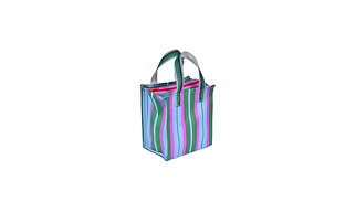 Ladies Recycled Blue Green Striped Monofilament Nylon Mini Handbag