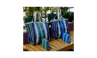 Recycled Multicolor Striped Monofilament Nylon Shopping Bag