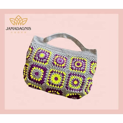premium cotton crochet multicolor ladies handbag