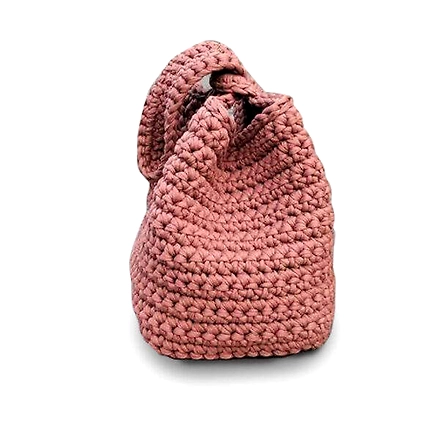 Hand Crocheted T Shirt Yarn Bags-Burgundy-1
