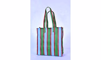 Recycled Nylon Striped Indian Market Shopping Bag