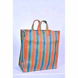 recycled nylon striped indian market shopping bag jam1026
