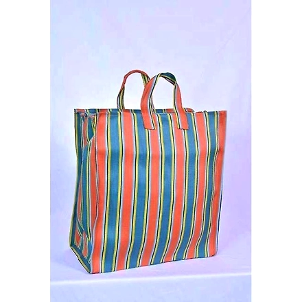 Recycled Nylon Striped Indian Market Shopping Bag Jam1026-Multicolor-1