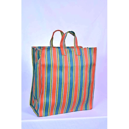 Recycled Nylon Striped Indian Market Shopping Bag Jam1026-Multicolor-2