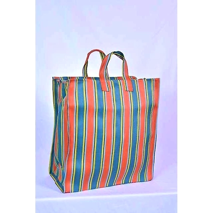 Recycled Nylon Striped Indian Market Shopping Bag Jam1026-Multicolor-3