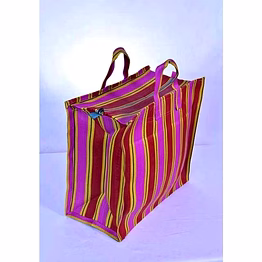 recycled nylon striped indian market shopping bag jam1027