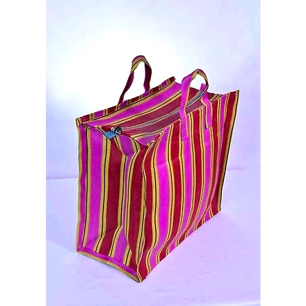 Recycled Nylon Striped Indian Market Shopping Bag Jam1027-Jam1027