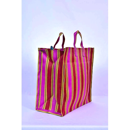 Recycled Nylon Striped Indian Market Shopping Bag Jam1027-Multicolor-2