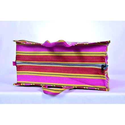 Recycled Nylon Striped Indian Market Shopping Bag Jam1027-Multicolor-3