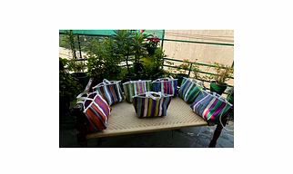 Recycled Nylon Bags with Cotton Webbing Strap /Indian Market Shopping Bags.