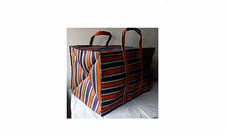 Recycled Nylon Jumbo Bags with Cotton Webbing Strap /Indian Market Shopping Bags.