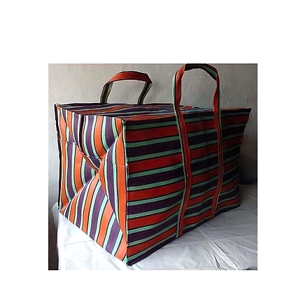 Recycled Nylon Jumbo Bags with Cotton Webbing Strap /Indian Market Shopping Bags.-Jam1037