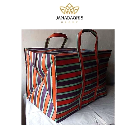 Recycled Nylon Jumbo Bags with Cotton Webbing Strap /Indian Market Shopping Bags.-Multicolor-1
