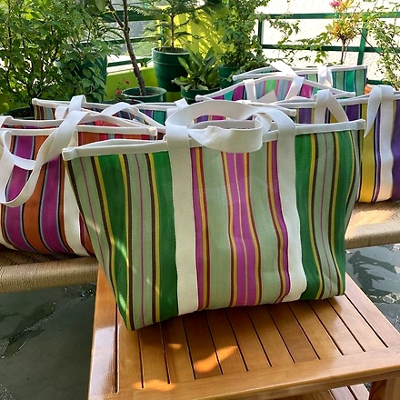 Cotton Webbing Strap /Indian Market Shopping Bags. Recycled Nylon Bags-Multicolor-1