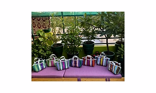 Indian Recycled Nylon Bags with Cotton Webbing Strap /Indian Market Shopping Bags.