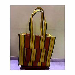 striped nylon tote bags/recycled nylon bags/indian market shopping bags/monofilament.