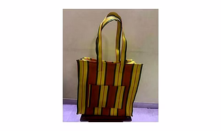Striped Nylon Tote Bags/Recycled Nylon Bags/Indian Market Shopping Bags/Monofilament.