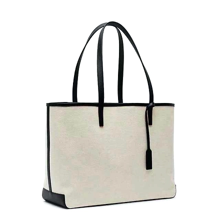 Premium Quality Cotton Canvas Tote Bag with Leather Handle-Jam1046