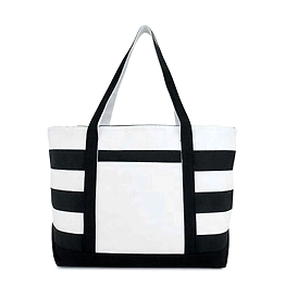Premium Quality Cotton Canvas Striped BoatTote Bag With Handles