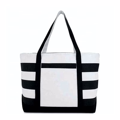 premium quality cotton canvas striped boattote bag with handles