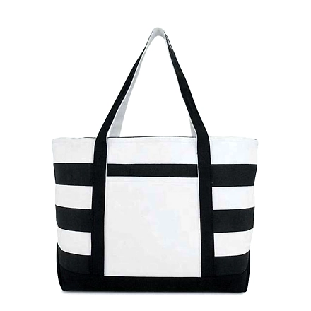 Premium Quality Cotton Canvas Striped BoatTote Bag With Handles-Jam1050