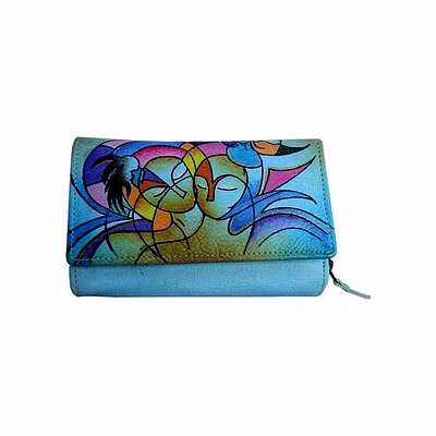 premium printed leather clutch purse