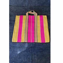 striped nylon tote bags/recycled nylon bags/indian market shopping bags/monofilament.