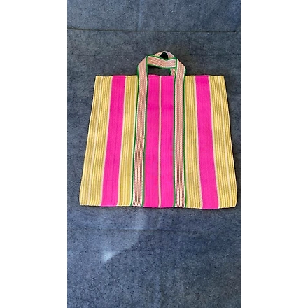 Striped Nylon Tote Bags/Recycled Nylon Bags/Indian Market Shopping Bags/Monofilament.-Multicolor-1