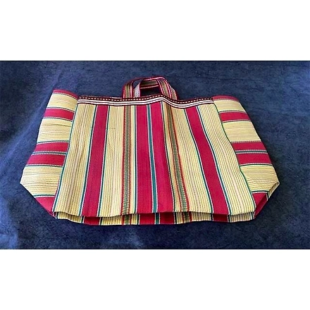 Striped Nylon Tote Bags/Recycled Nylon Bags/Indian Market Shopping Bags/Monofilament.-Jam1063