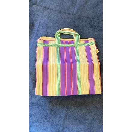 Striped Nylon Tote Bags/Recycled Nylon Bags/Indian Market Shopping Bags/Monofilament.-Multicolor-1