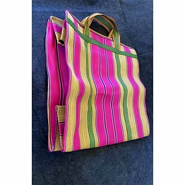 striped nylon tote bags/recycled nylon bags/indian market shopping bags/monofilament.