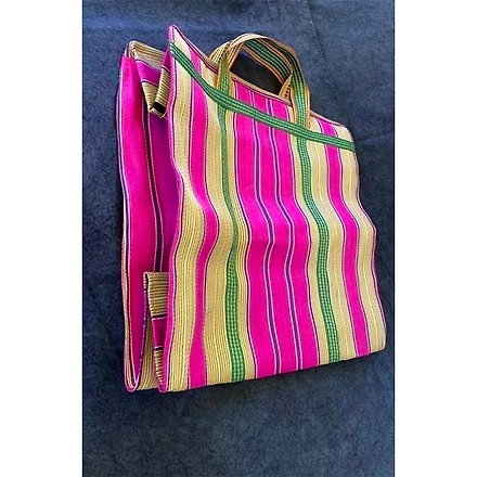 Striped Nylon Tote Bags/Recycled Nylon Bags/Indian Market Shopping Bags/Monofilament.-Jam1065