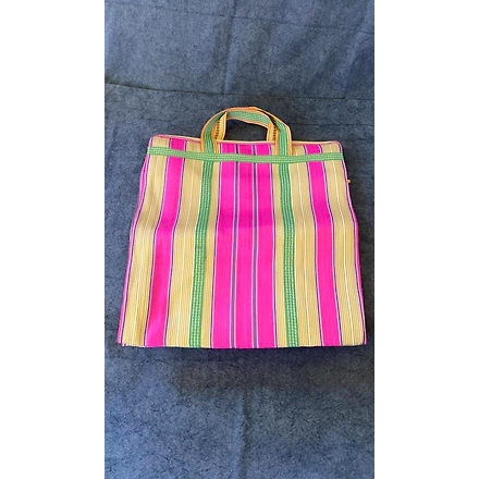 Striped Nylon Tote Bags/Recycled Nylon Bags/Indian Market Shopping Bags/Monofilament.-Multicolor-2