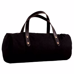 premium quality black canvas duffel/duffle bag/travel bag with leather handles