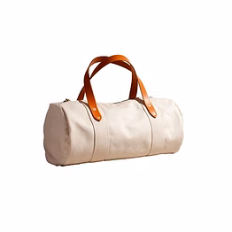 high quality offwhite canvas duffel/duffle bag/travel bag with leather handles