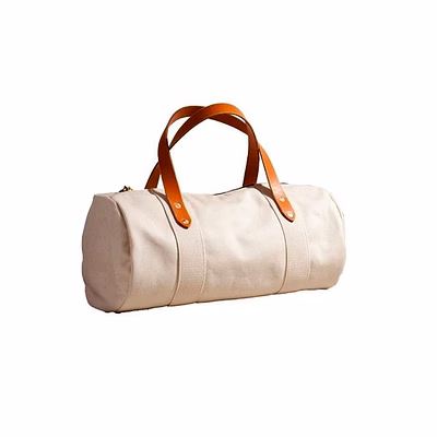 high quality offwhite canvas duffel/duffle bag/travel bag with leather handles