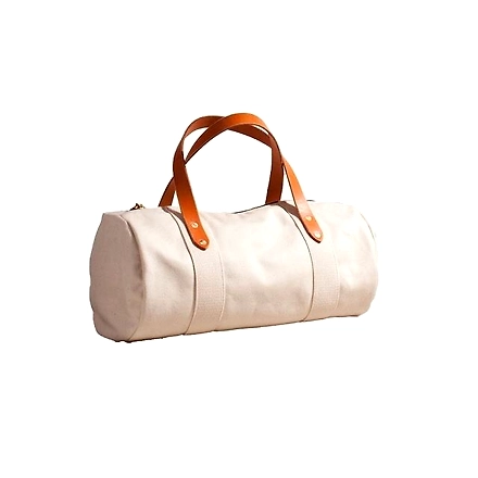 High Quality OffWhite Canvas Duffel/Duffle Bag/Travel Bag With Leather Handles-Jam1075