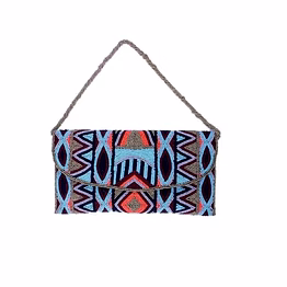 premium designer metallic beaded clutch purse