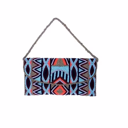Premium Designer Metallic Beaded Clutch Purse-Jam1076