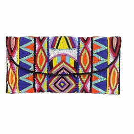 premium designer metallic beaded clutch purse