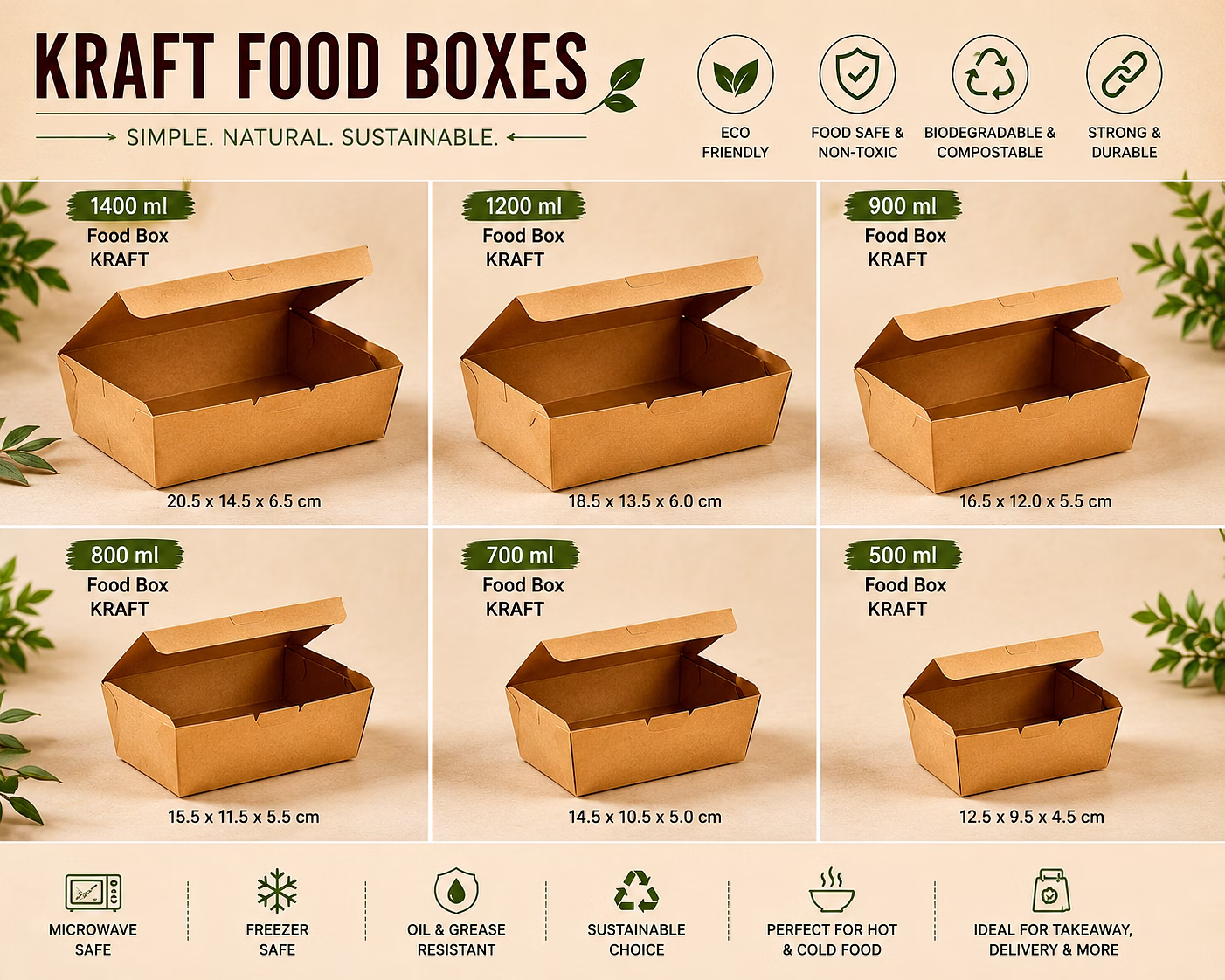 retree food box 1400 ml kraft