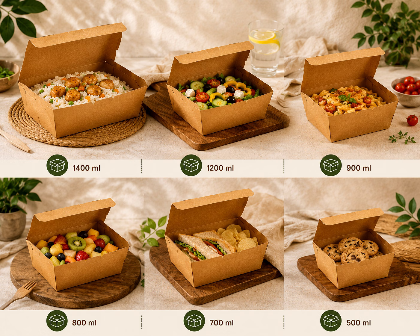 Food Box 1400 ml Kraft image 2