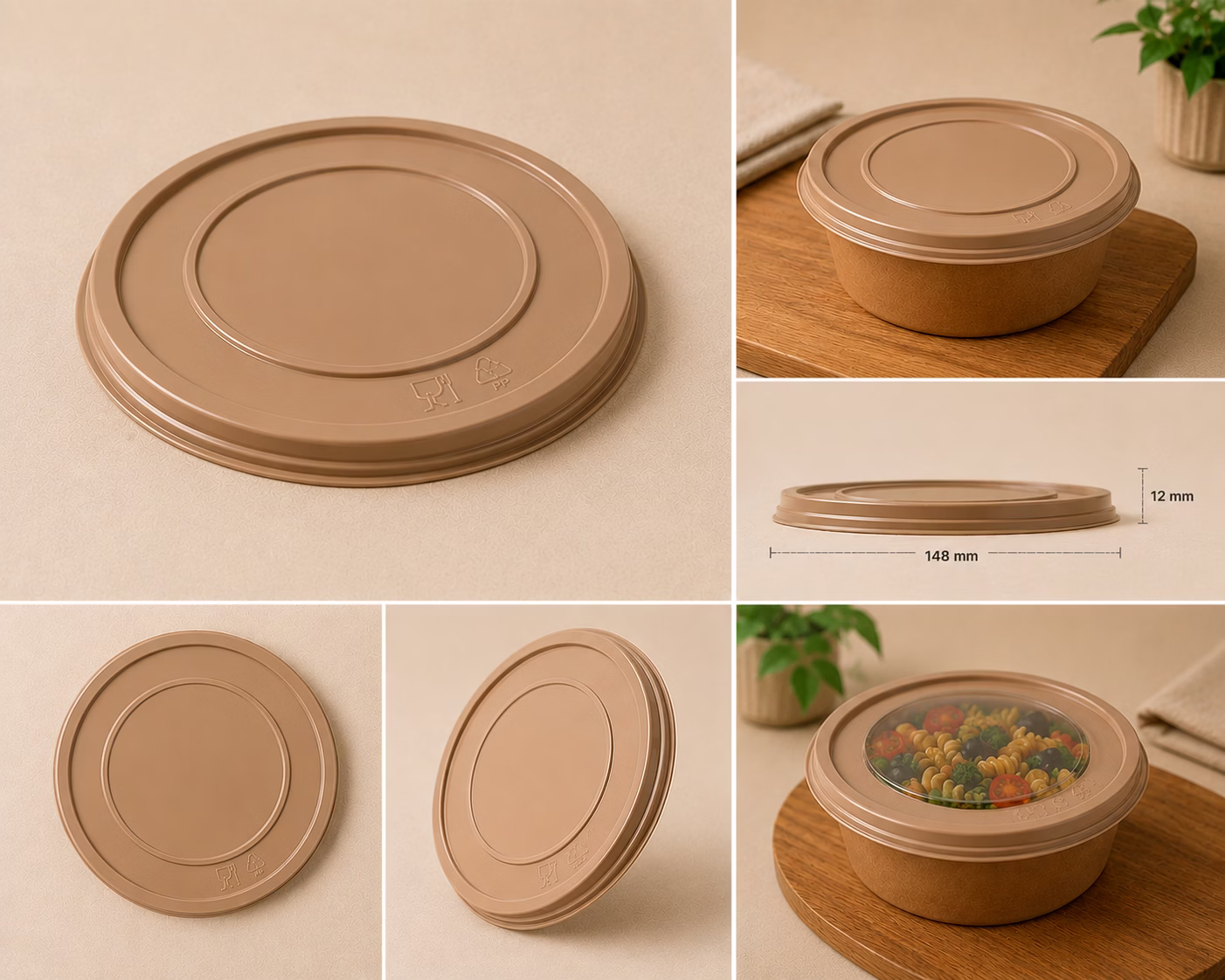 Brown - FLAT BOWL LID - 148 MM image 1