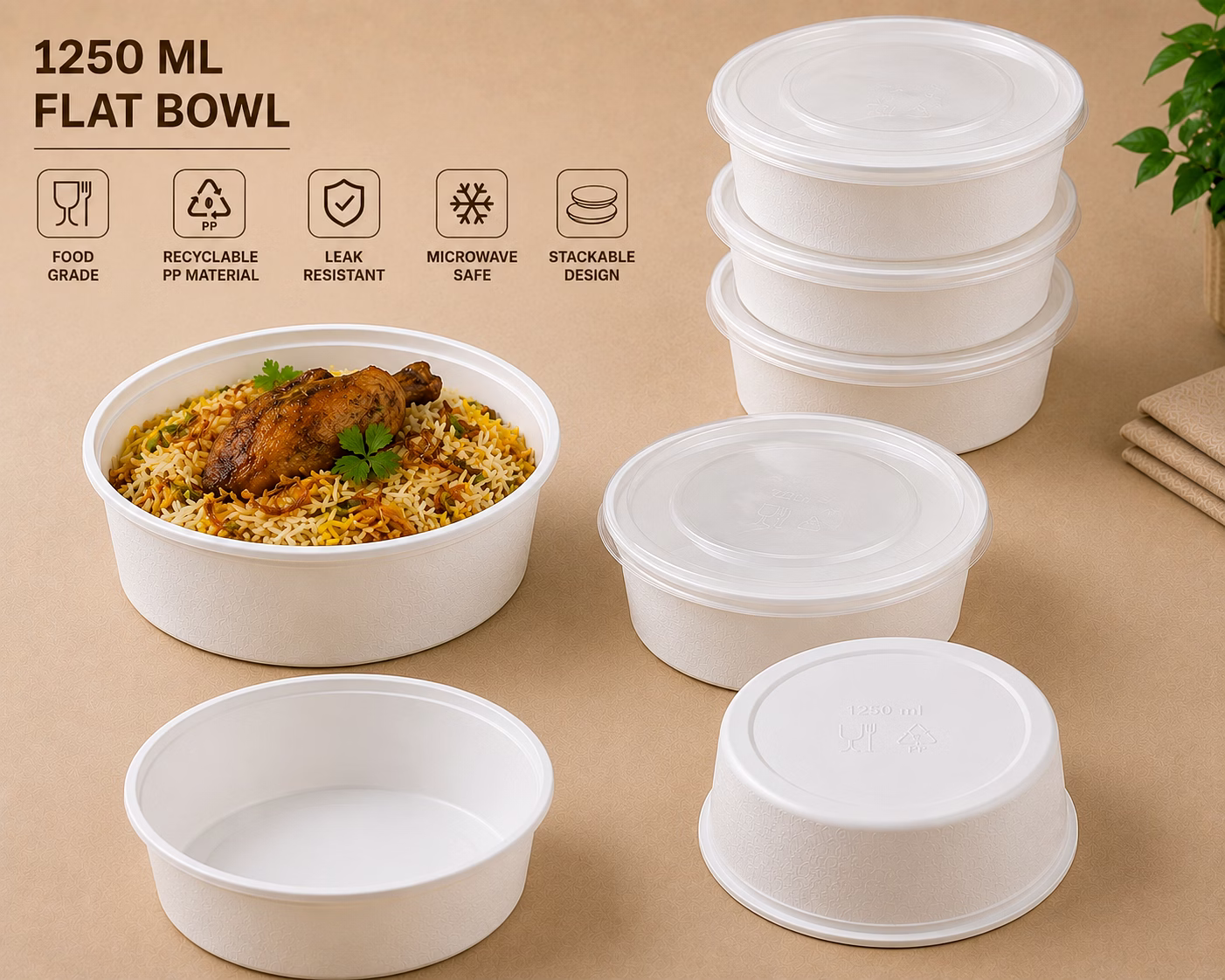 White -  1250 ML FLAT BOWL image 2