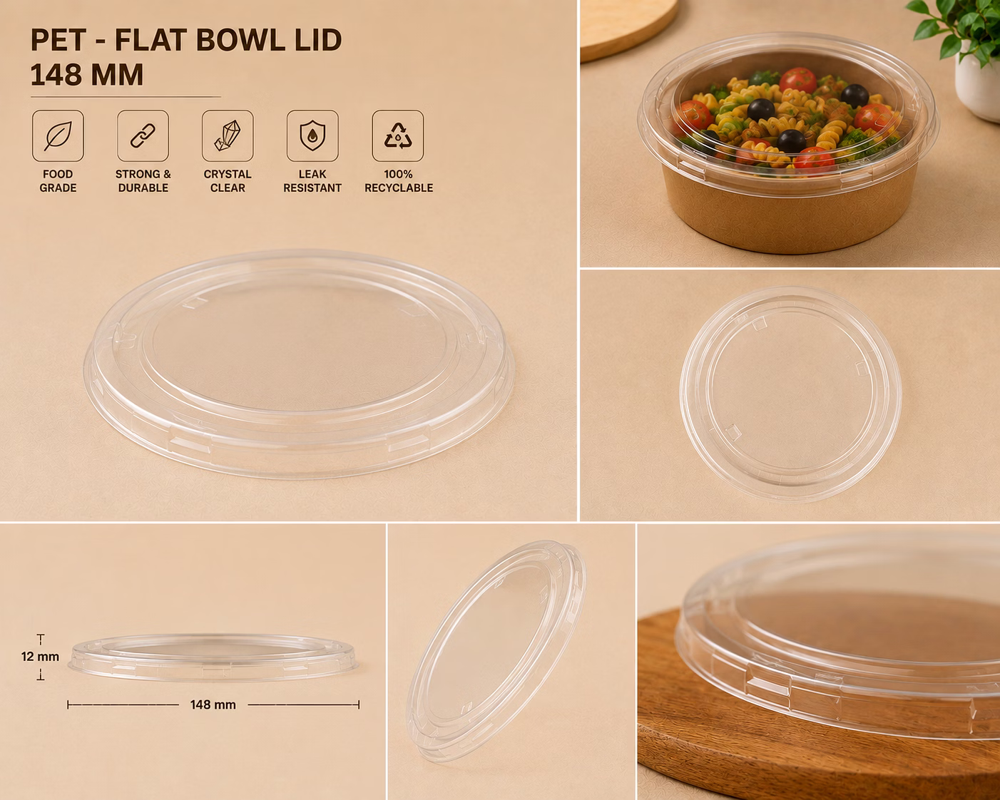 PET - FLAT BOWL LID - 148 MM image 1