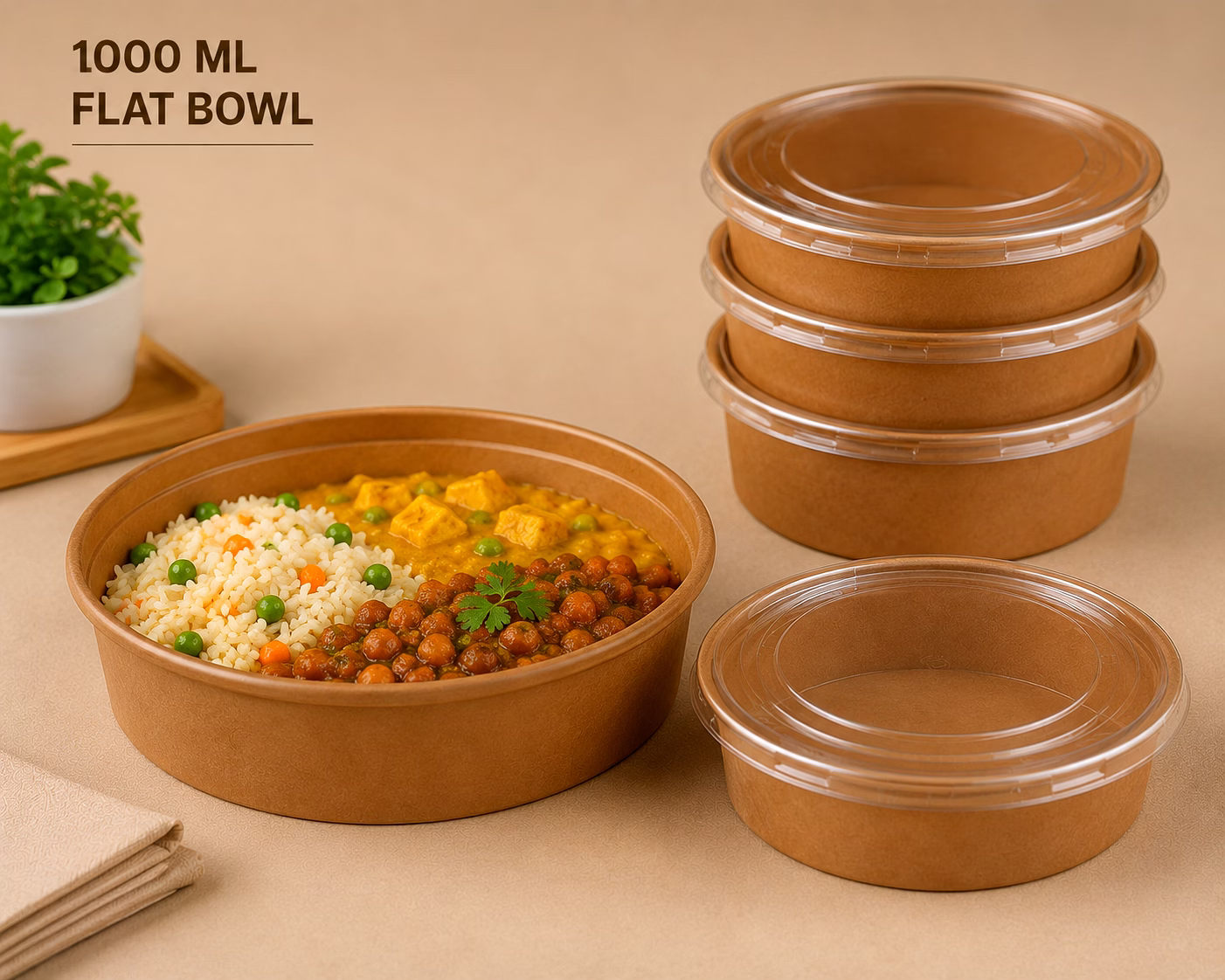 Brown - 1000 ML FLAT BOWL image 1