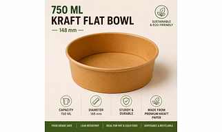 750 ML Kraft Flat Bowl - 148 mm