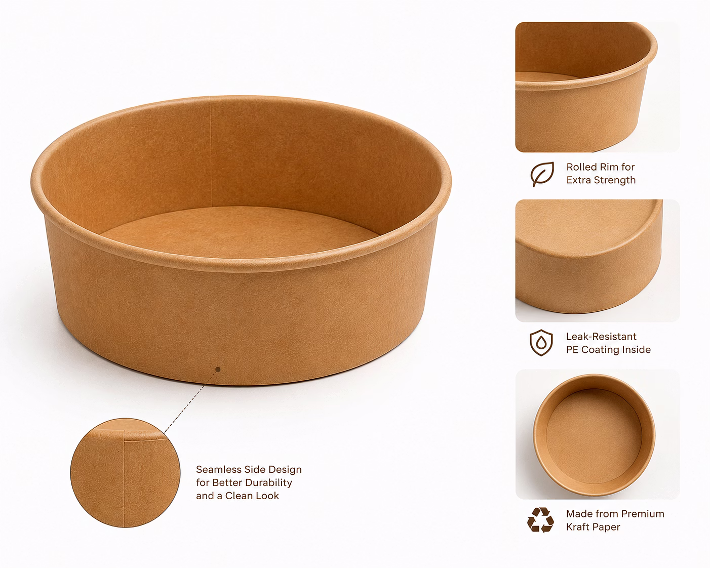 750 ML Kraft Flat Bowl - 148 mm image 2