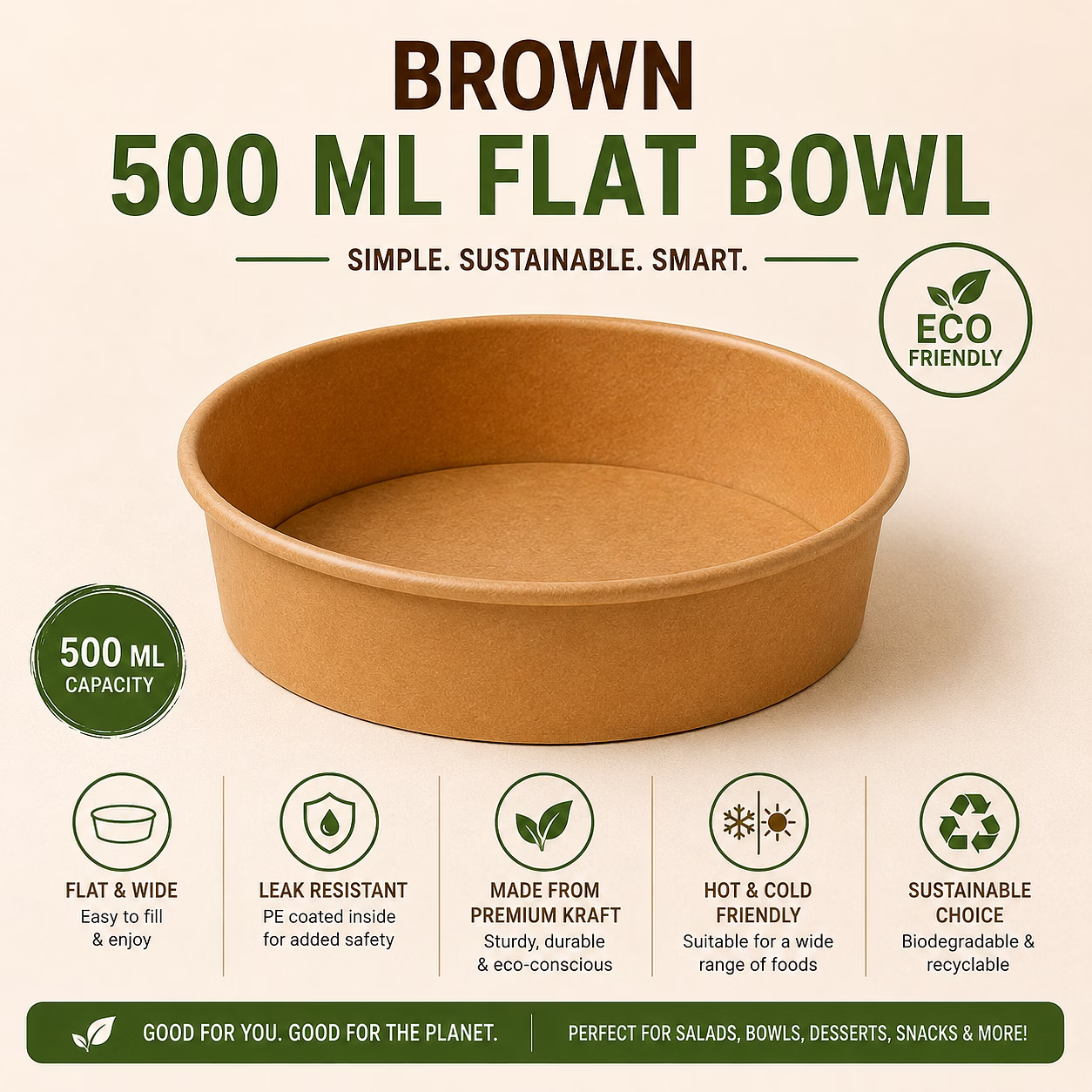 Brown -  500 ML FLAT BOWL image 1